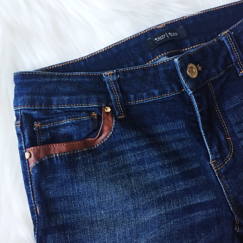 WHBM Skinny Jeans with Leather Detail. - Picture 6 of 8